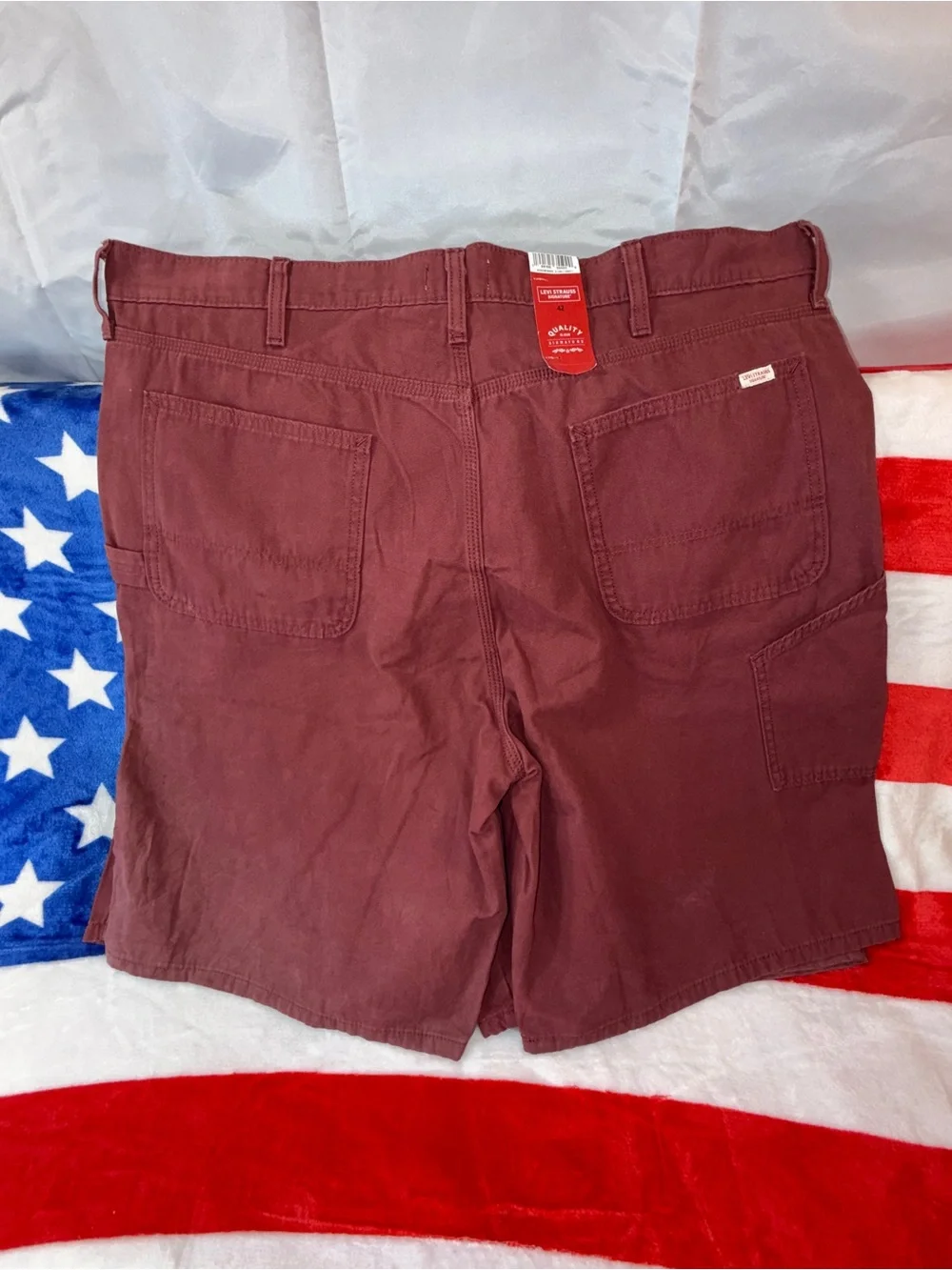 2 Levi's Men's 42 x 10 1/2” (long inseam), Shorts - Burgundy PRE STRESSED- Dirty